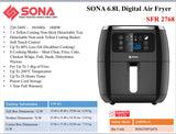 Sona SFR 2768 Digital Air Fryer 6.8L