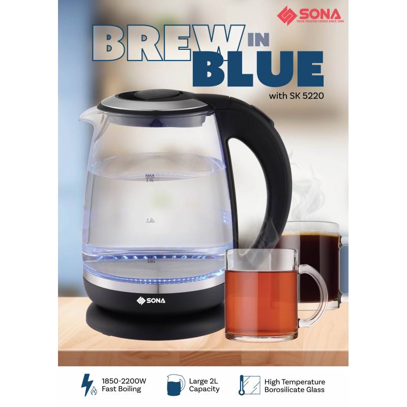 Sona SK 5220 Glass Kettle 2L