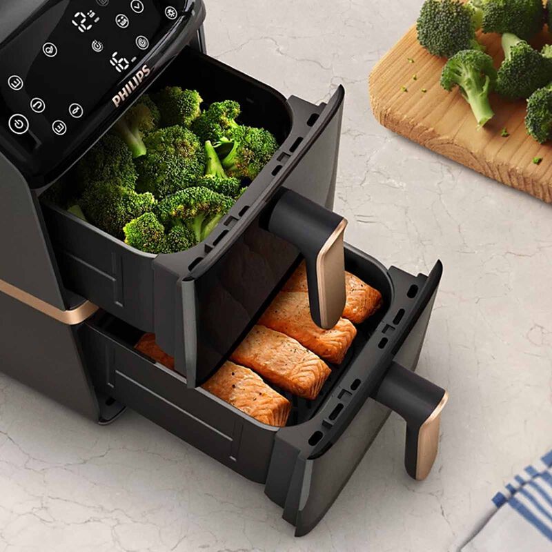 Philips NA462/79 Airfryer 4000 Series Stacked Dual Basket Airfryer | Vertical RapidAir | Cooking Windows | 10L (5 + 5L)