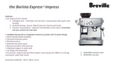 Breville BES876 the Barista Express™ Impress Coffee Machine - 3 Pin Plug with Safety Mark, 1 Year Breville Warranty