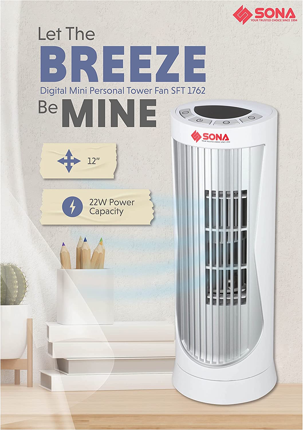 Sona SFT 1762 Digital Mini Personal Tower Fan