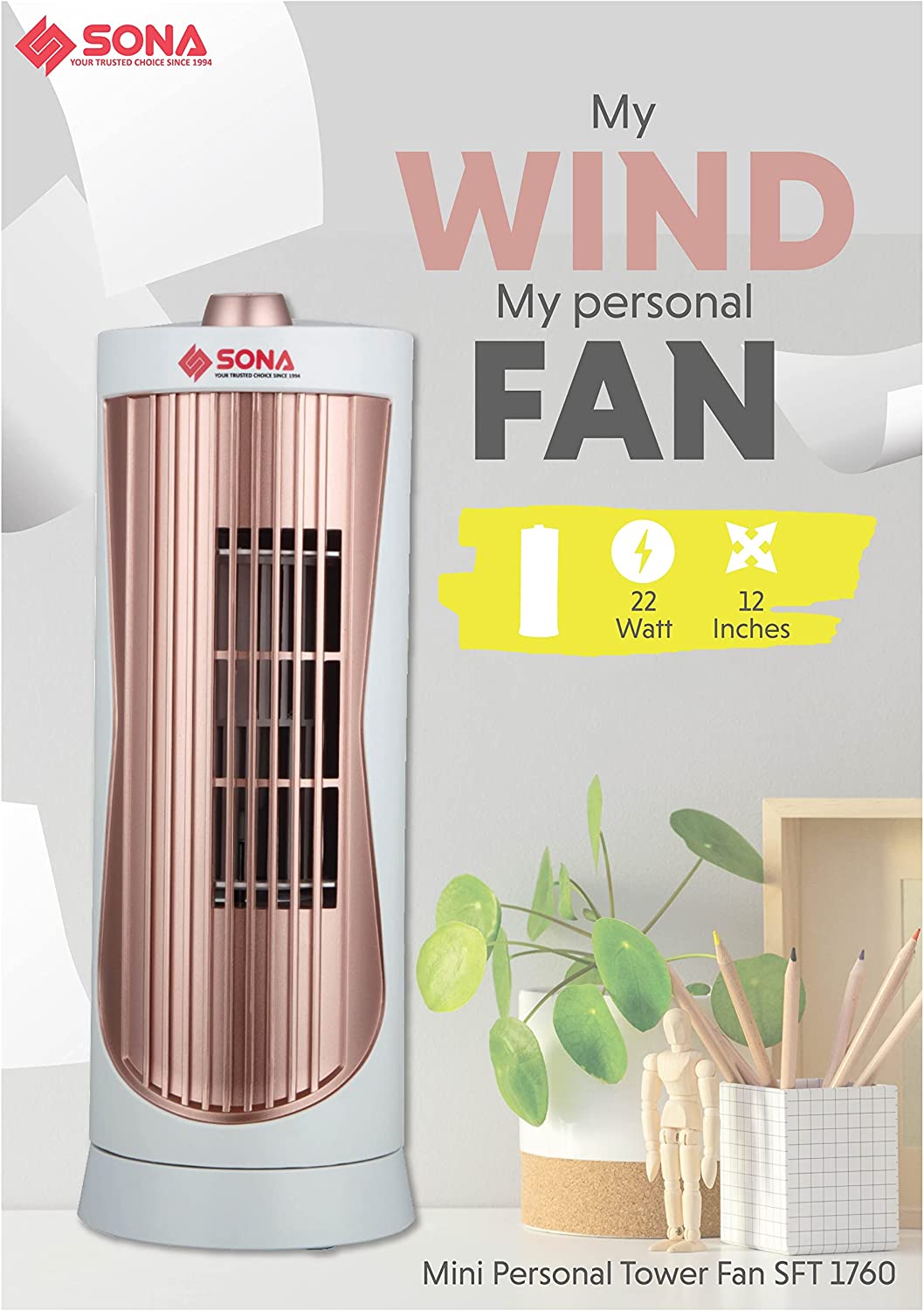 Sona SFT 1760 Mini Personal Tower Fan