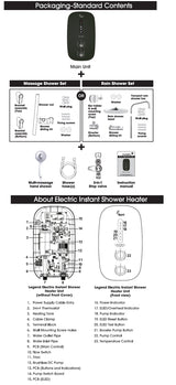 Champs Legend Electric Instant Shower Heater Massage Shower Set