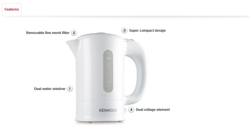 Kenwood JKP250 Dual Voltage Travel Kettle 0.5L