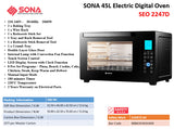 Sona SEO 2247D Electric Digital Oven 45L