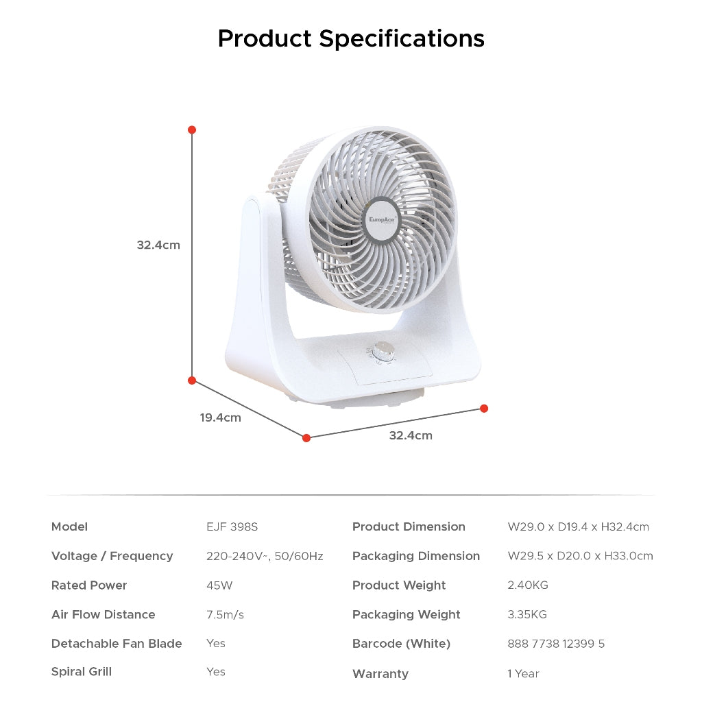 Europace EJF 398S | EJF398S Jet Turbine Fan 9 Inch