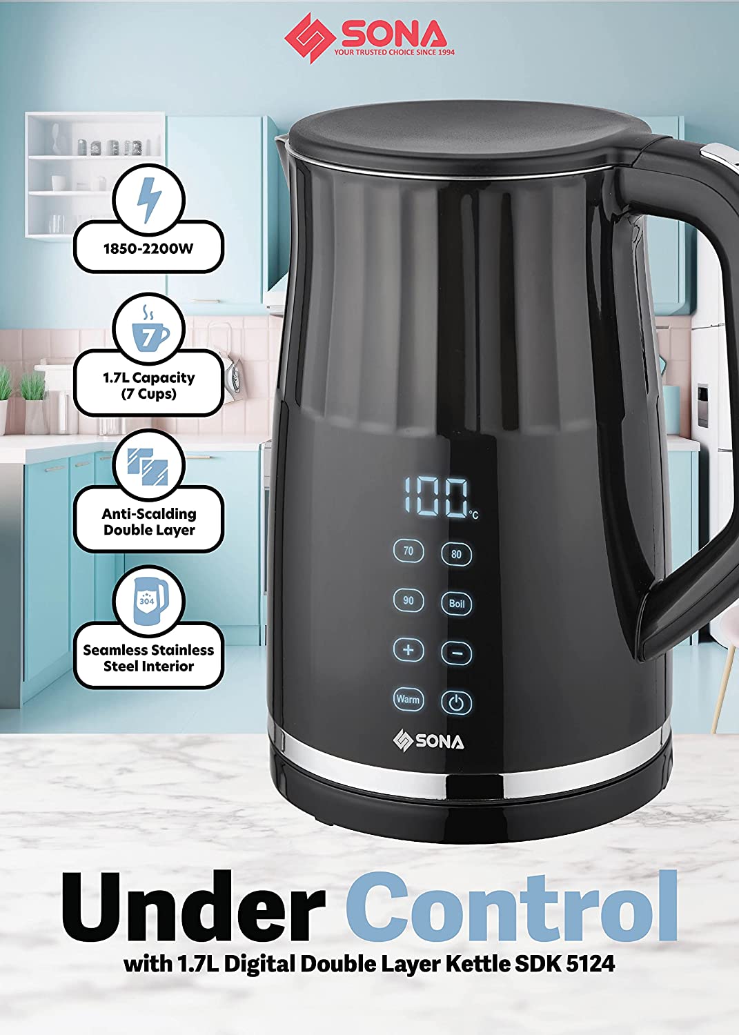 Sona SDK 5124 Digital Double Layer Kettle 1.7L