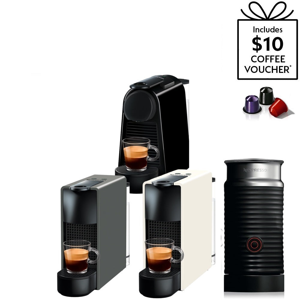 Nespresso Essenza Mini with Aeroccino Bundle - Free $10 Coffee Voucher + Capsules