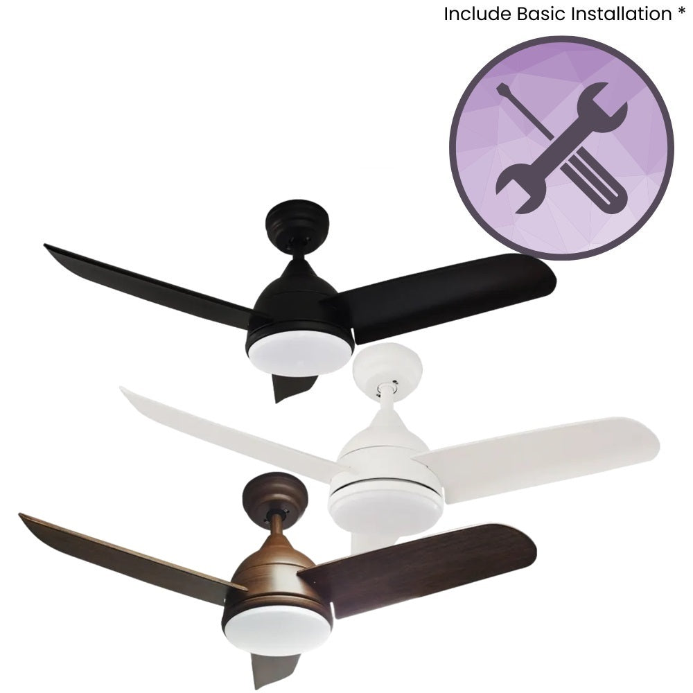 Mowe MW368F Remote DC Smart Ceiling Fan 36 Inch with Light + Free Basic Installation