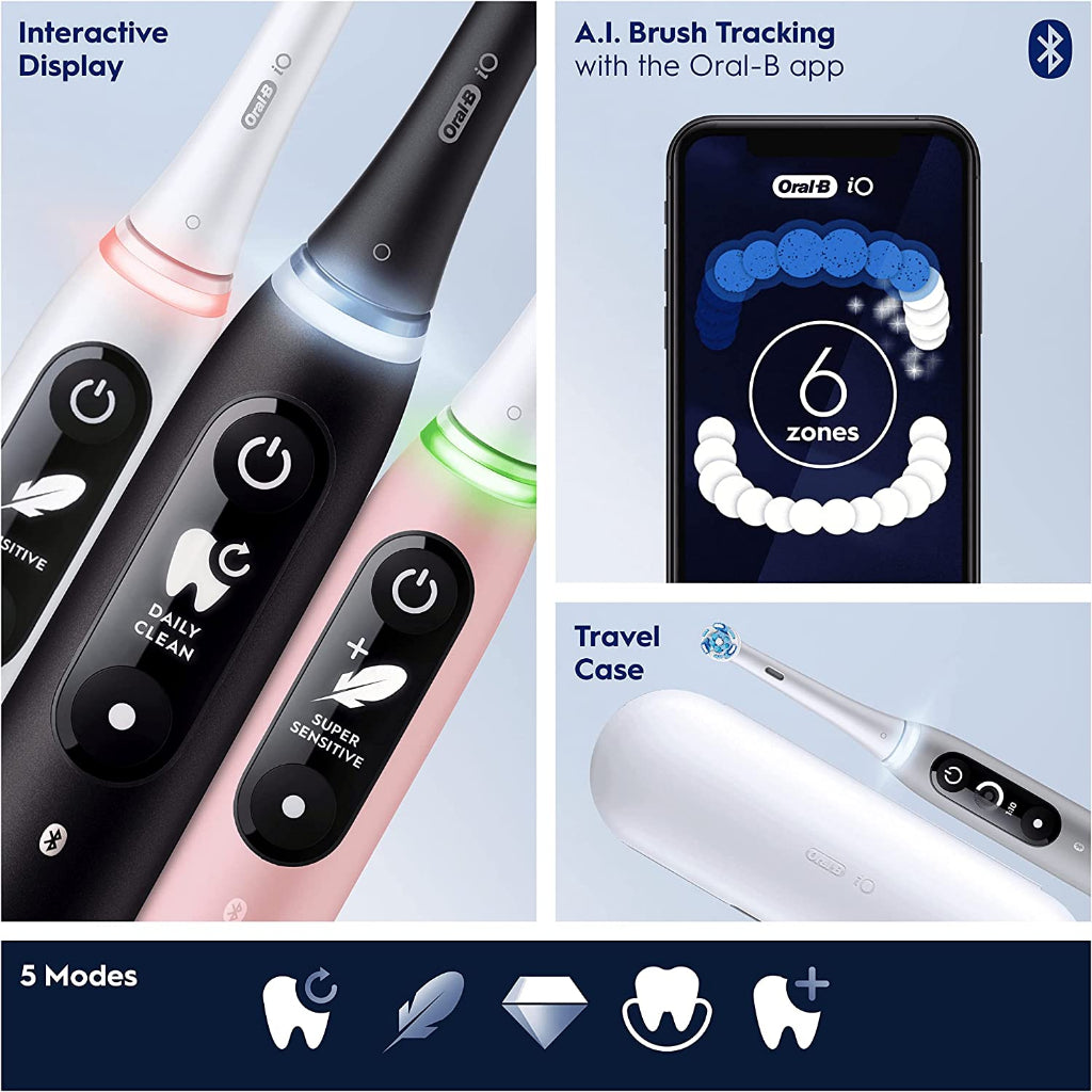 Oral-B iO Series 6 Electric Toothbrush with Micro Vibration Bluetooth A.I Teeth Tracking iO6 Powered by Braun