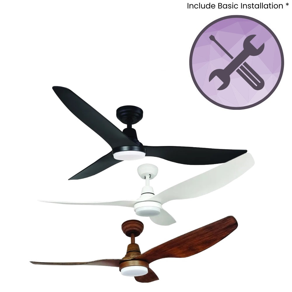 Mowe MW468F Remote DC Smart Ceiling Fan 45 Inch with LED Light + Free Basic Installation