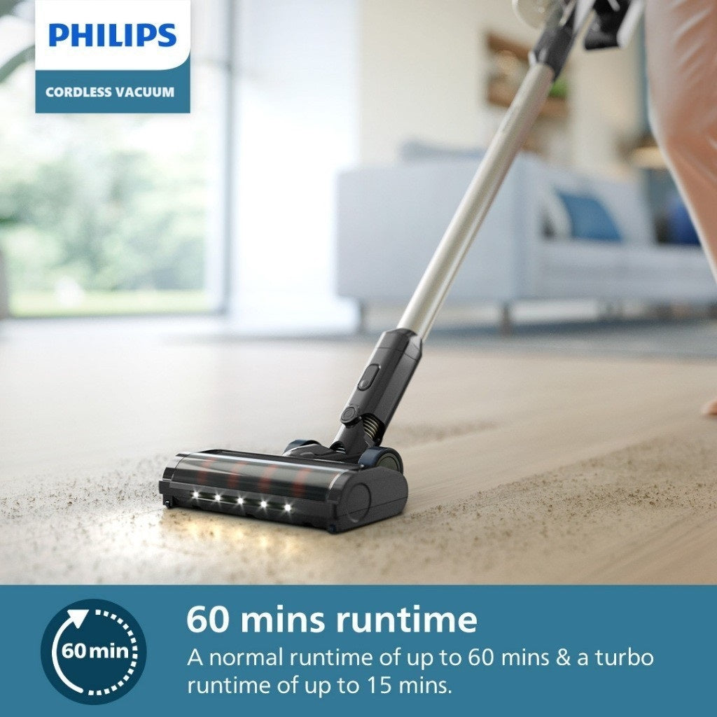 Philips XC3131/61 Cordless Vacuum 3000 Series Aqua - Vacuum & Wipe, Lightweight 1.5kg, LED Nozzle, 3 Layer Filtration