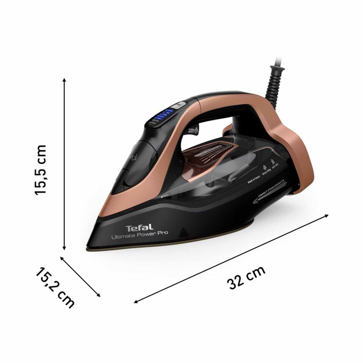 Tefal FV9E51 Ultimate Power Pro Steam Iron – 2990W, Durillium Airglide, AutoClean soleplate, Anti-drip, Made in France