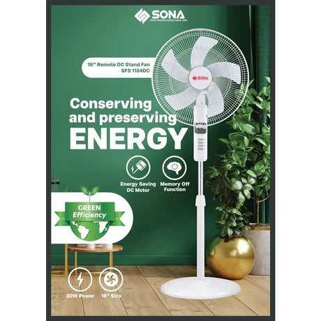 Sona SFS 1184DC Remote DC Stand Fan 16 Inch