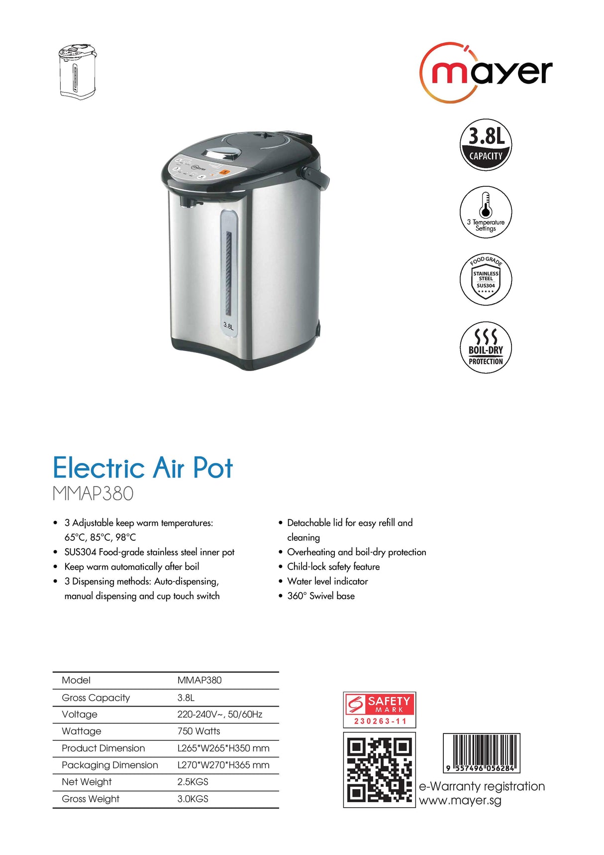 Mayer MMAP380 Electric Airpot 3.8L