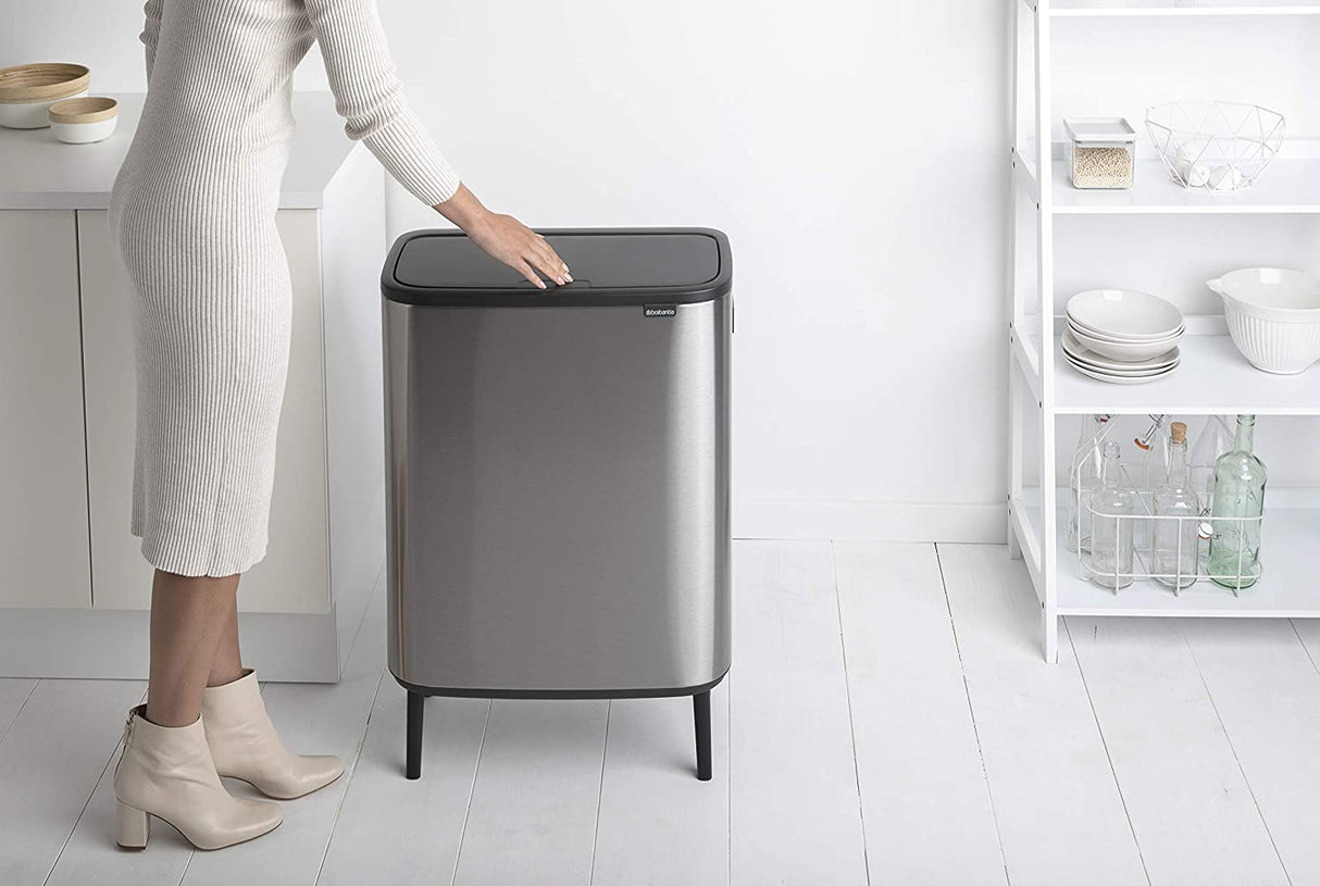 Brabantia BBT 130649 Bo Touch Bin Hi with 2 Inner Bucket, 2 x 30 Litres - Matt Steel Fingerprint Proof (FFP)