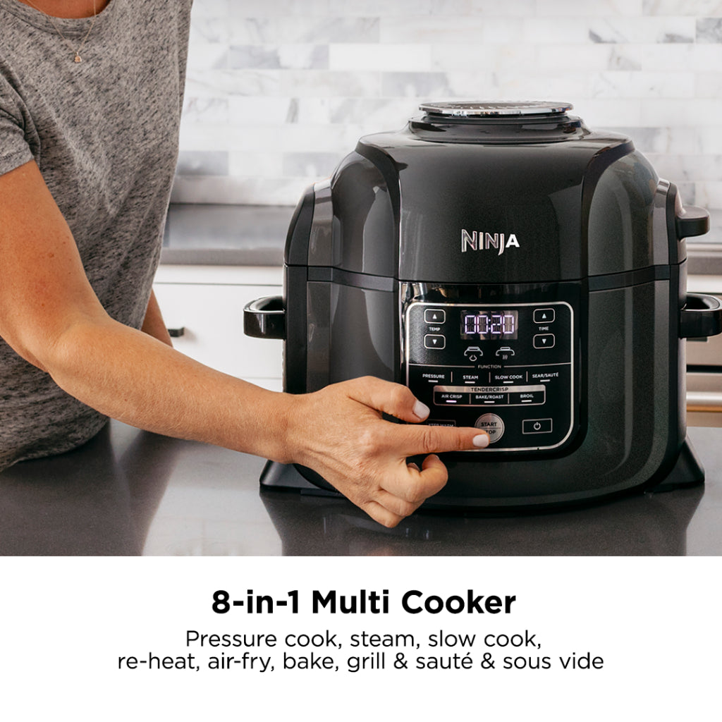 Ninja OP300 Foodi 8 in 1 Multi cooker in one pot, Pressure cooker, Broil, Dehydrate, Slow Cooker, Air Fryer, Grill, Sear/Saute, Steam & More, with 6L Capacity and Recipe Book