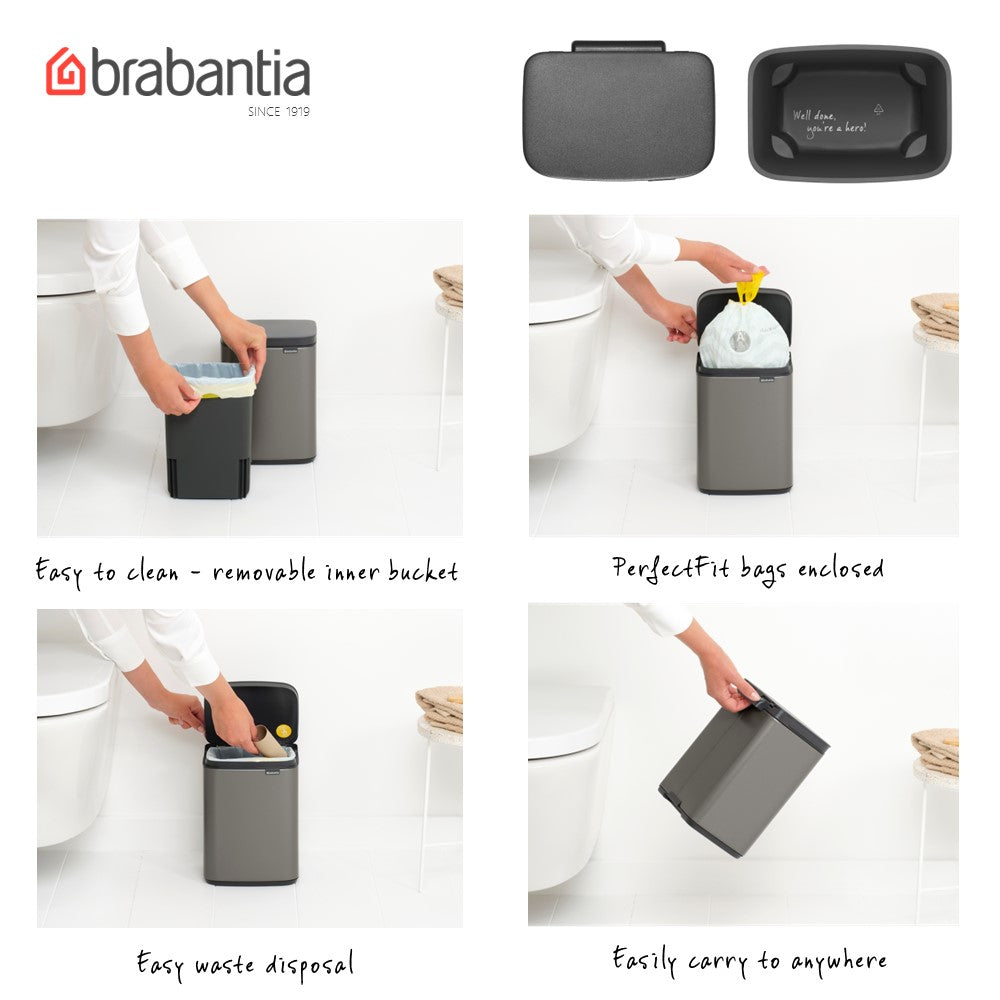 Brabantia BBT 222504 Bo Waste Bin Platinum 4L