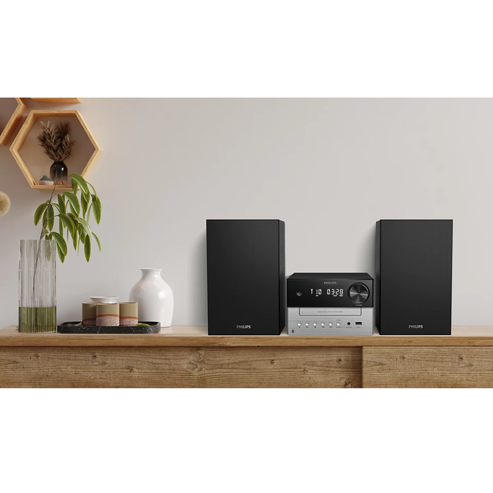 Philips TAM3205 | TAM3205M2/12 Micro Music System Bluetooth® CD, USB, FM, Audio In 20W