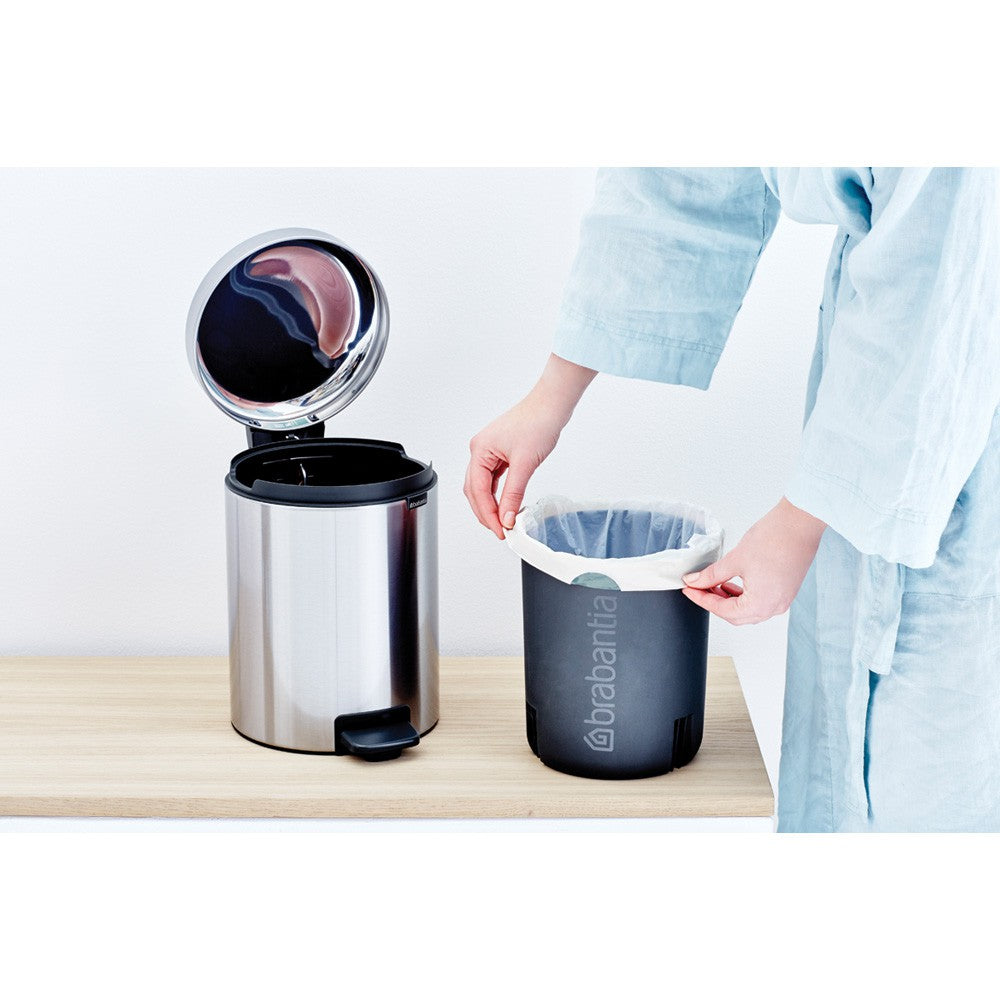 Brabantia BBT 112102 Pedal Bin NEWICON 5L Soft Closing - Fingerprint Proof (FPP) Matt Steel