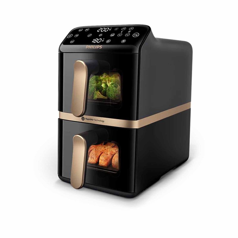 Philips NA462/79 Airfryer 4000 Series Stacked Dual Basket Airfryer | Vertical RapidAir | Cooking Windows | 10L (5 + 5L)