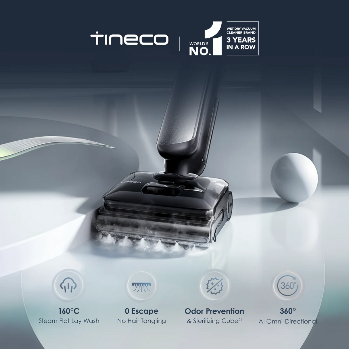 FREE 2 x Cleaning Solution - Tineco Floor One S9 Artist Steam Pro (Grey) Smart Wet & Dry Vacuum Cleaner