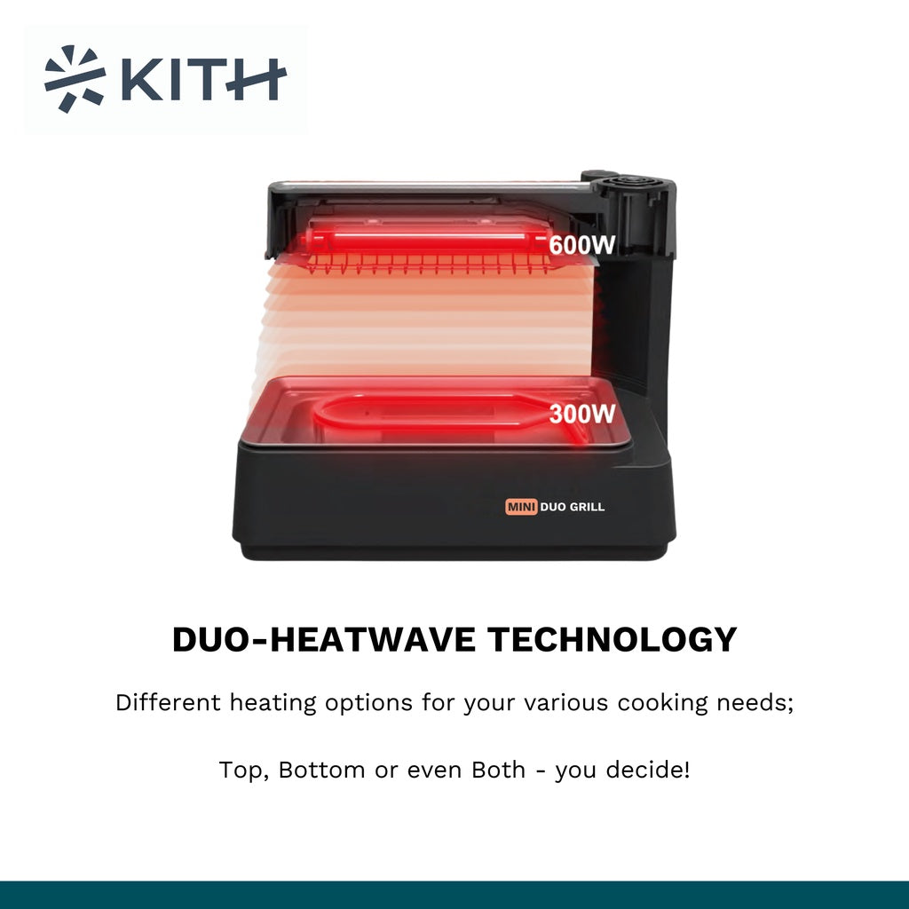 KITH SBG-TR-B1 Smokeless Mini Duo Grill (Touch Control) - Duo-Heatwave Technology | Patented