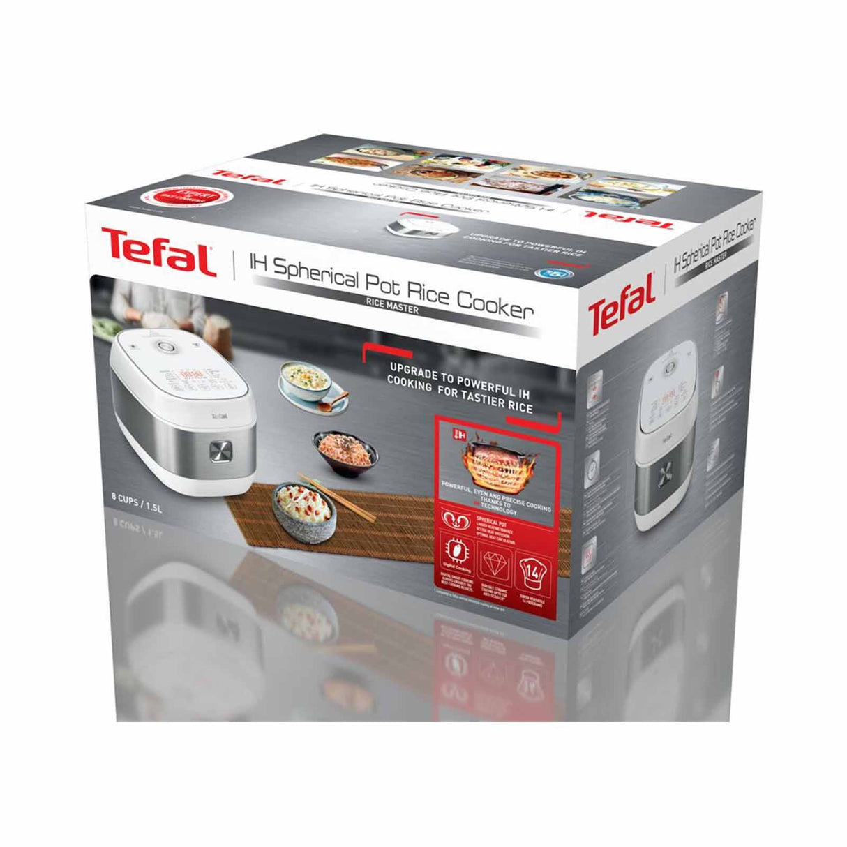 Tefal RK8131 Rice Master Induction Fuzzy Logic Rice Cooker – 14 Programs, 8 Cups, 1.5mm Ceramic Spherical Pot 1.5L