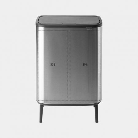 Brabantia BBT 130649 Bo Touch Bin Hi with 2 Inner Bucket, 2 x 30 Litres - Matt Steel Fingerprint Proof (FFP)