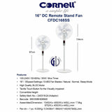 Cornell CFDC168SS DC Remote Stand Fan 16 Inch