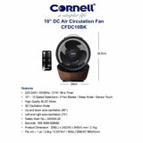 Cornell CFDC10BK Remote DC Air Circulation Fan 10 Inch