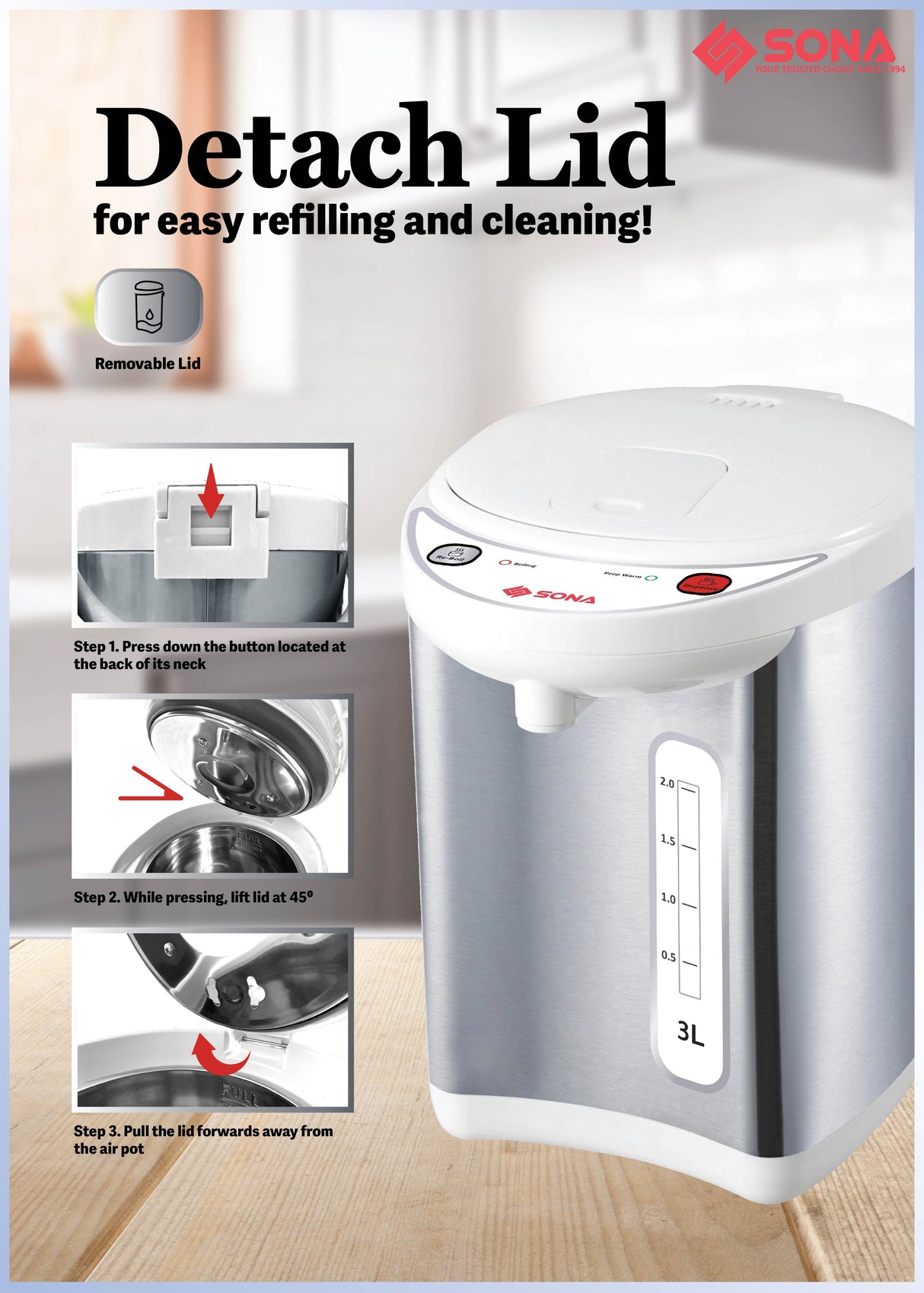 Sona SAP 963 Electric Airpot 3L