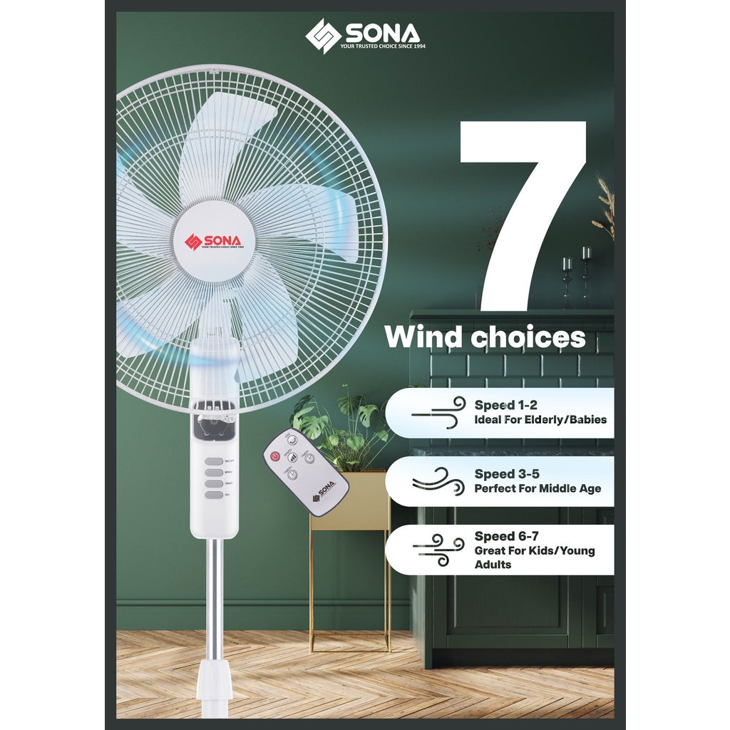 Sona SFS 1184DC Remote DC Stand Fan 16 Inch