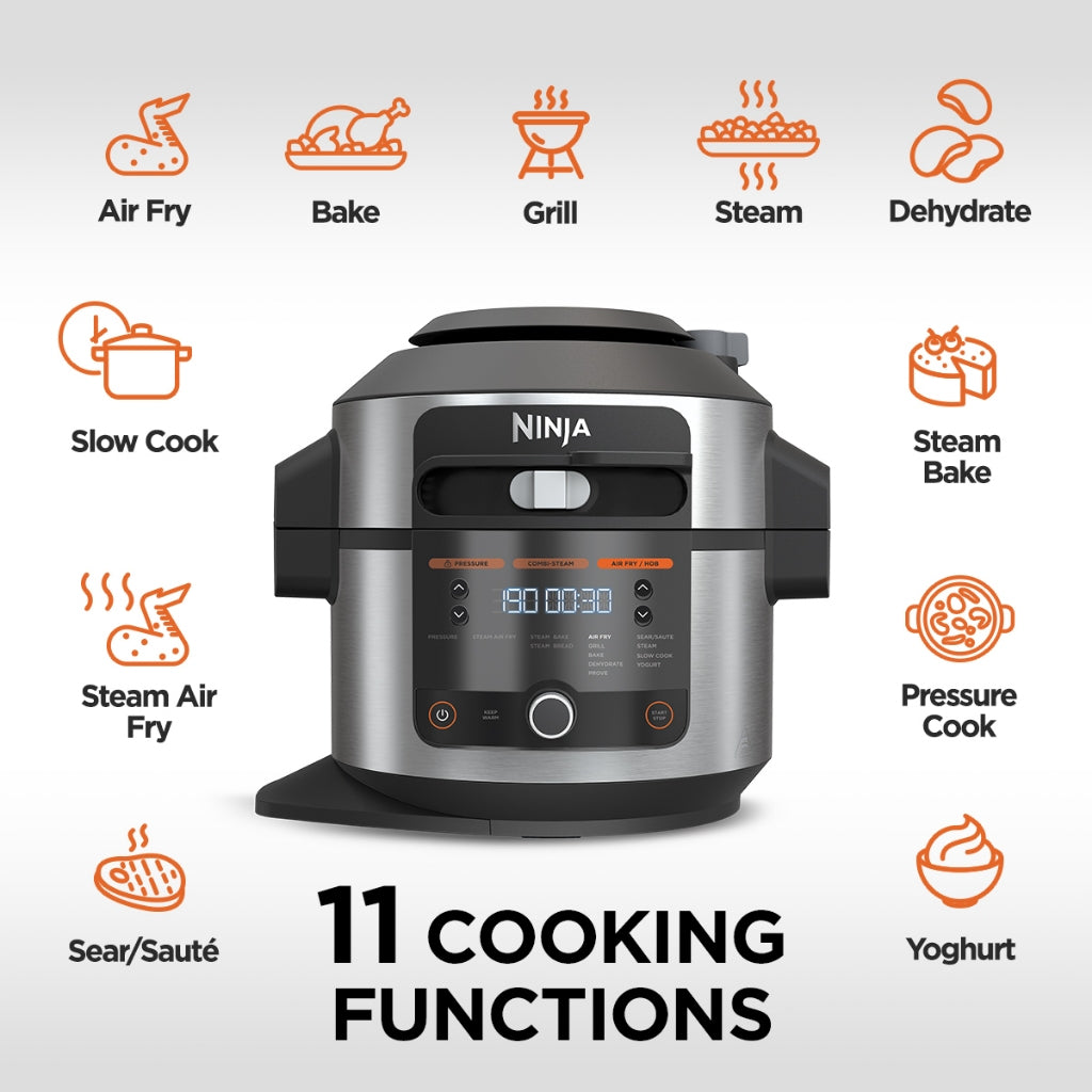 Ninja OL550 Foodi 11 in 1 SmartLid Multi cooker in one pot with 6L Capacity and Recipe Book