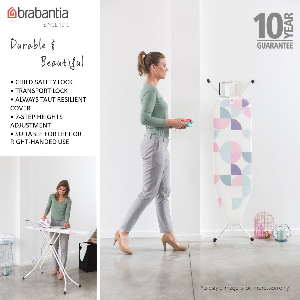 Brabantia BBT 500145 Ironing Board, Size B, 124 x 38cm - Feathers