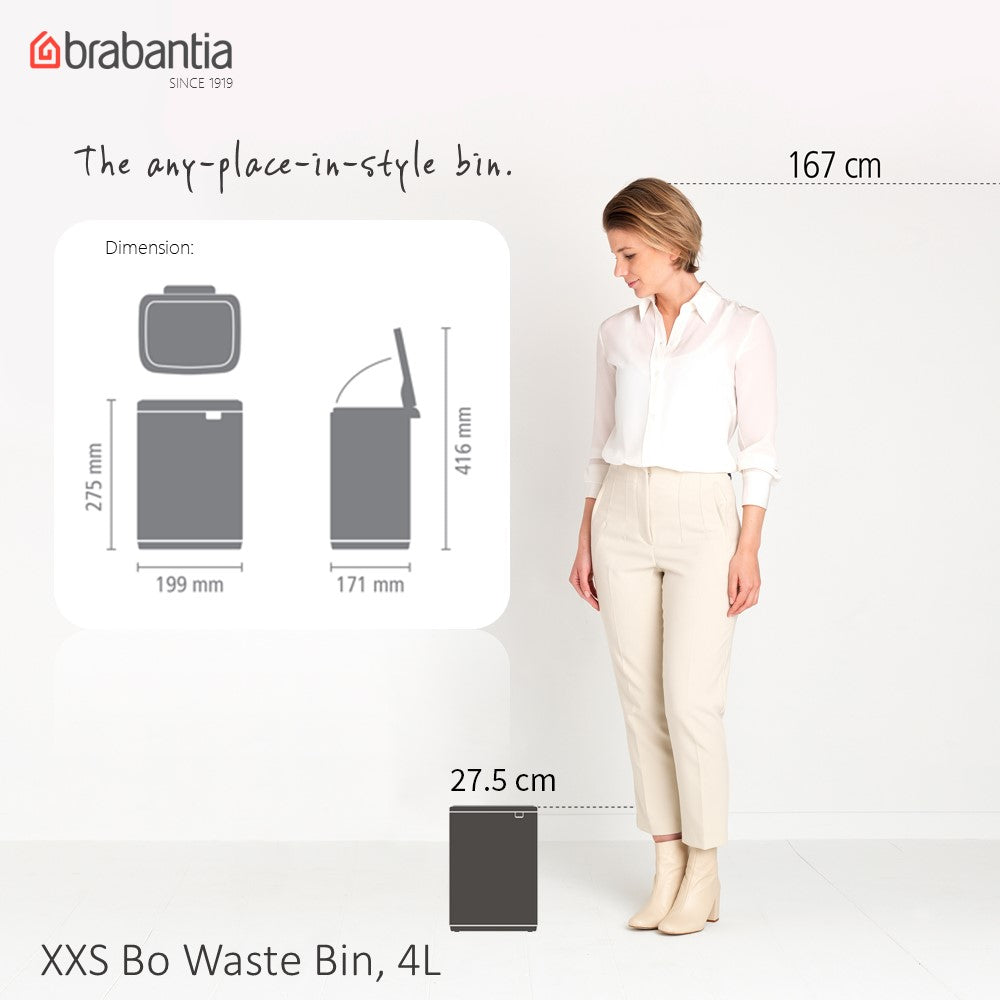 Brabantia BBT 222504 Bo Waste Bin Platinum 4L