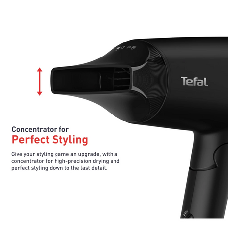 Tefal HV1841 Express Style Hair Dryer Dual Voltage – 110V, 220V, 1900W, Ultra Light, Moving Air Nozzle, 2 Speeds