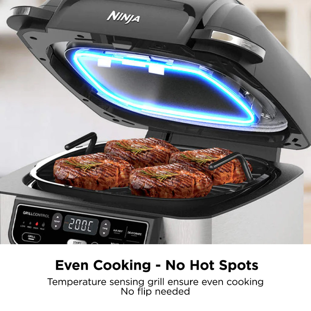 Ninja AG301 Foodi 5 in 1 Indoor Electric Grill with Air Fry, Roast, Bake & Dehydrate, Ninja Grill, Smokefree Airgrill