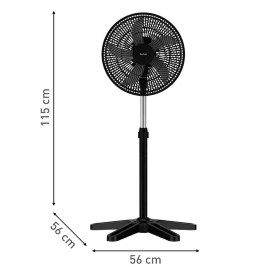 Tefal VF3110 Turbo Essential Stand Fan, Powerful, Energy Saving, 3 Speeds, Silent, Adjustable Height 15 Inch