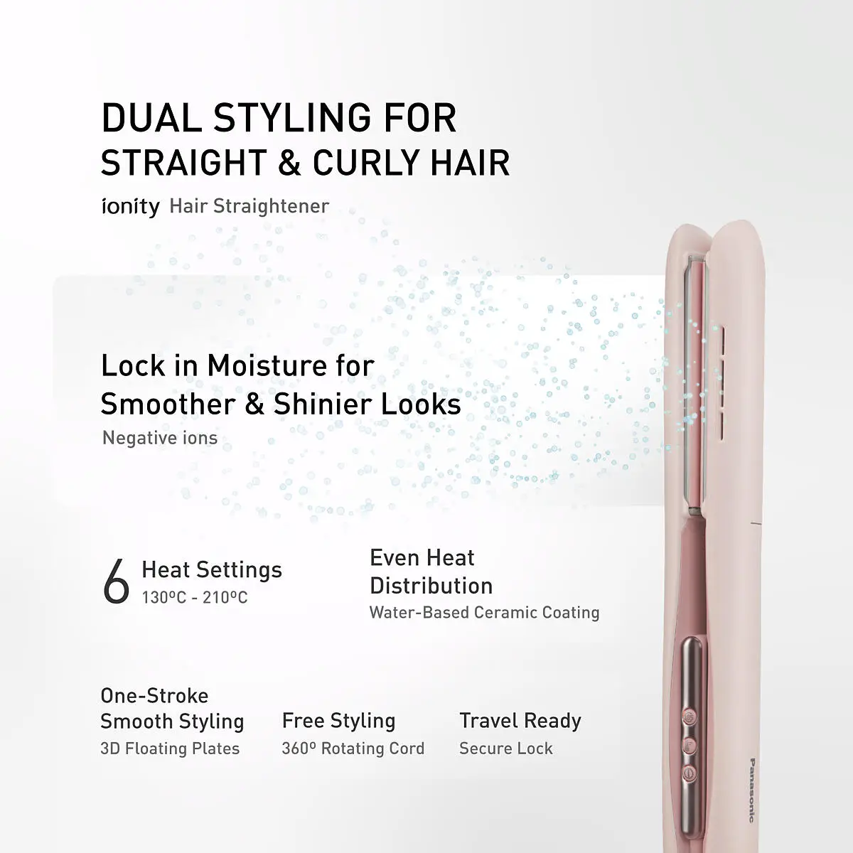 Panasonic EH-HV31-P421 Ionity Straight & Curl Hair Straightener