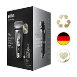 Braun S9 9465CC Series 9 Pro Wet & Dry shaver with 5-in-1 SmartCare center and travel case, noble metal