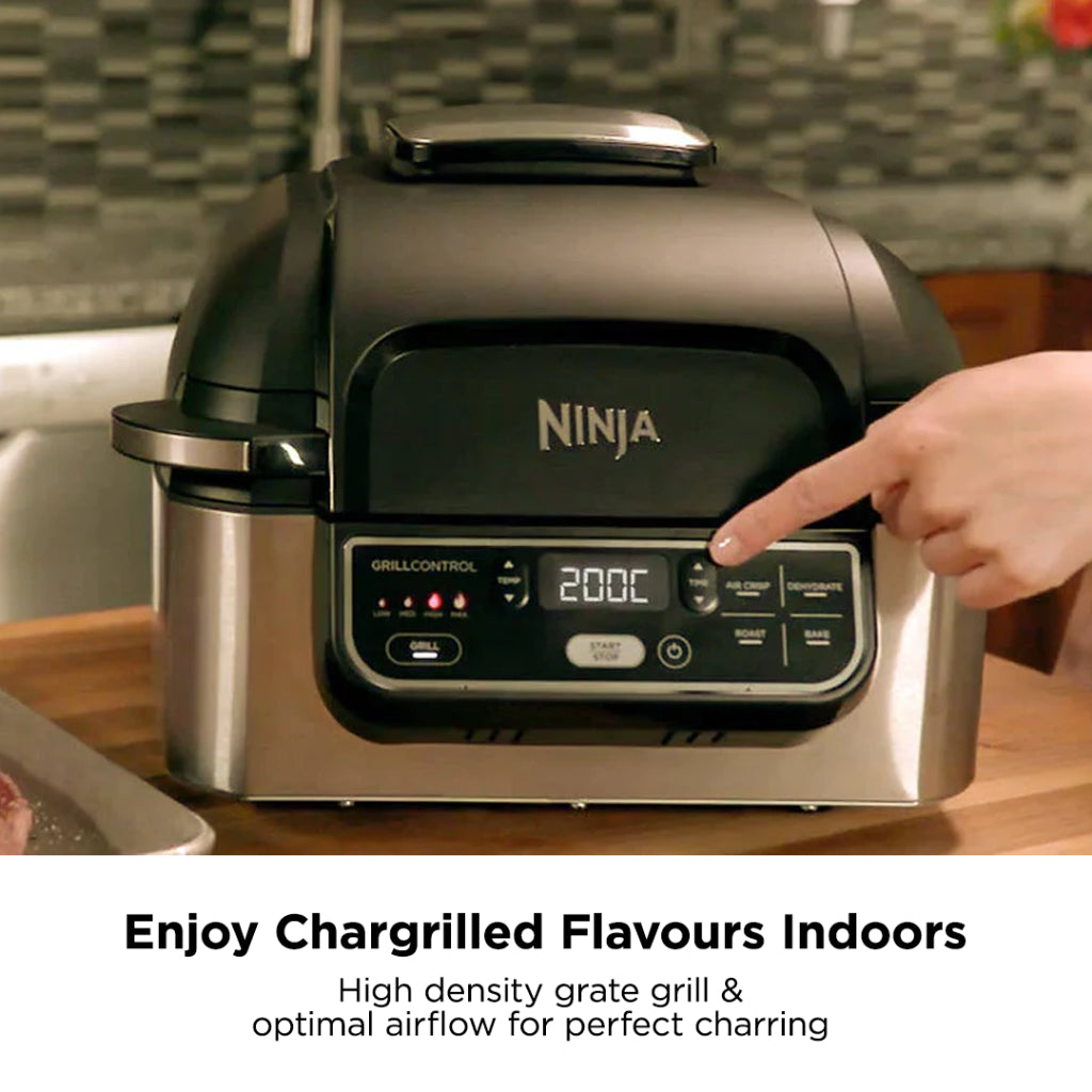 Ninja AG301 Foodi 5 in 1 Indoor Electric Grill with Air Fry, Roast, Bake & Dehydrate, Ninja Grill, Smokefree Airgrill