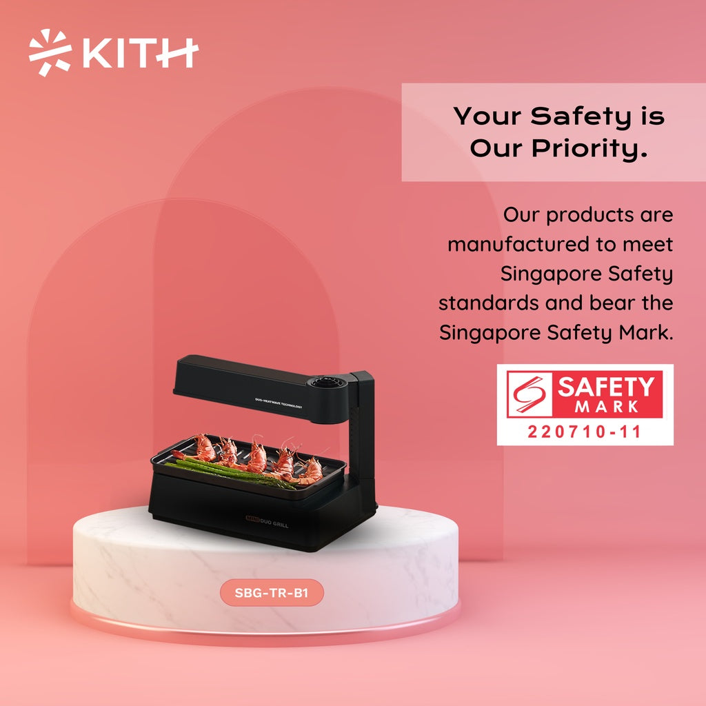 KITH SBG-TR-B1 Smokeless Mini Duo Grill (Touch Control) - Duo-Heatwave Technology | Patented