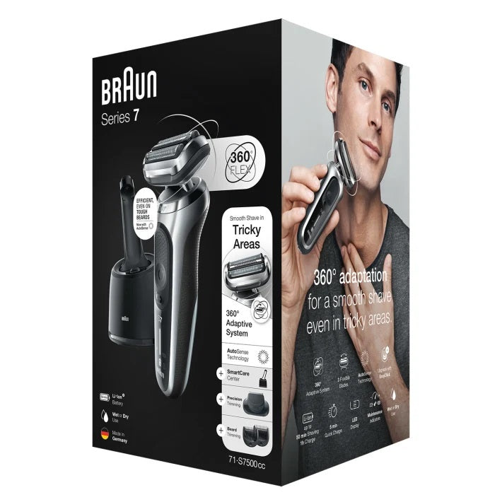 Braun Series 7 71-S7500cc Wet & Dry shaver with SmartCare center and 1 attachment, silver