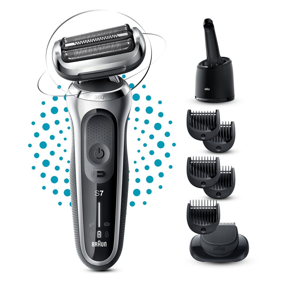 Braun Series 7 71-S7500cc Wet & Dry shaver with SmartCare center and 1 attachment, silver