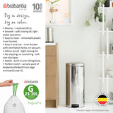 Brabantia BBT 111822 Pedal Bin NewIcon 30L Soft Closing, Plastic Inner Bucket - Matt Steel Fingerprint