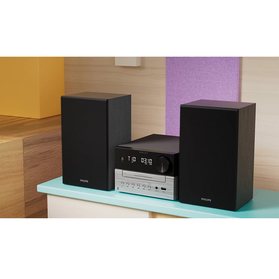 Philips TAM3205 | TAM3205M2/12 Micro Music System Bluetooth® CD, USB, FM, Audio In 20W