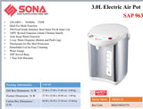 Sona SAP 963 Electric Airpot 3L