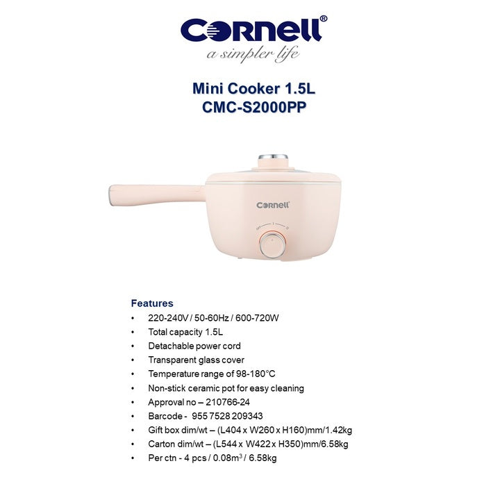 Cornell CMC-S2000 Portable Mini Cooker 1.5L