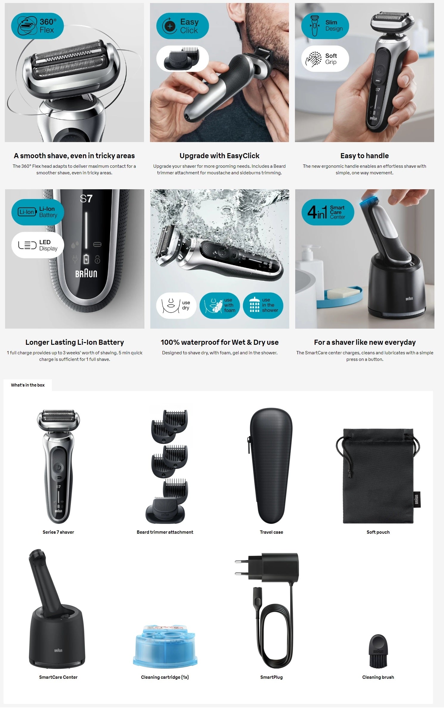 Braun Series 7 71-S7500cc Wet & Dry shaver with SmartCare center